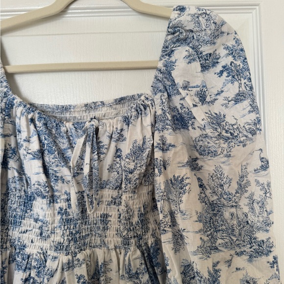 Nothing Fits But Linen Vintage Toile Blue Dress - Picture 5 of 5